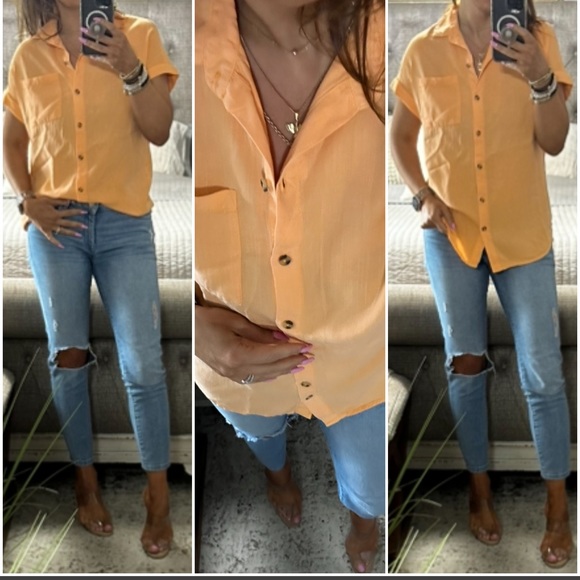 New🧡Summer button shirt in papaya smoothie - Picture 2 of 4